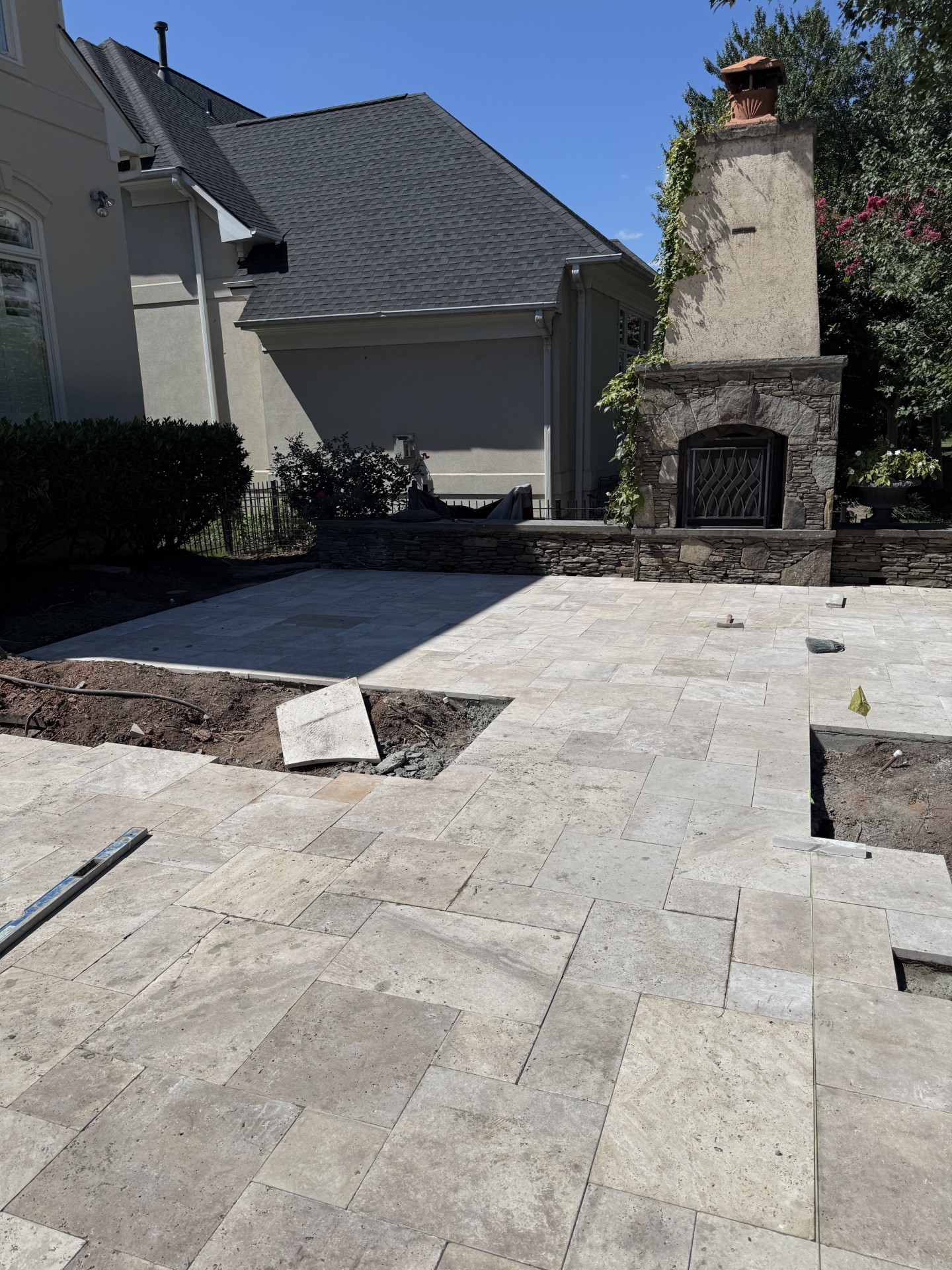 Work-in-progress patio concrete pour